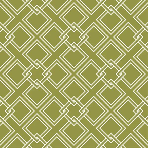 オリーブ グリーンと白の幾何学的な装飾 Web テキスタイルや壁紙のためのシームレスなパターン — ストックベクタ