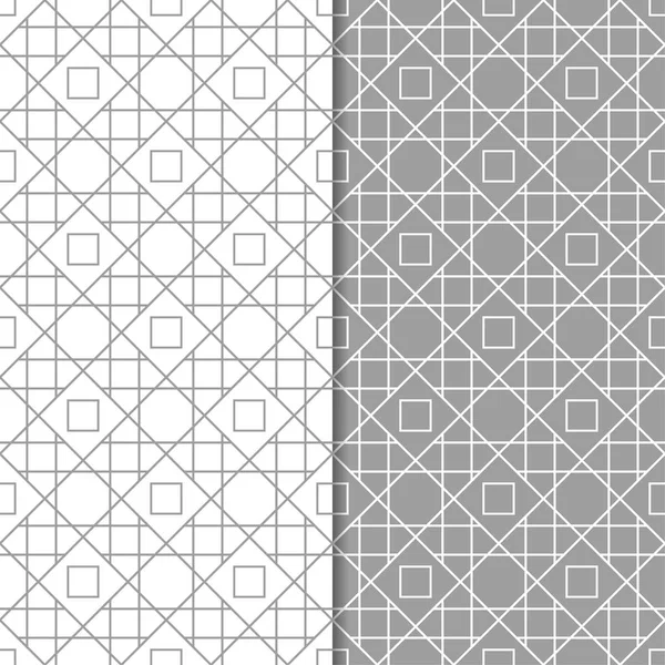 Gray White Geometric Seamless Patterns Web Textile Wallpapers — Stock Vector