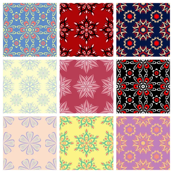Set Coloré Avec Des Éléments Floraux Motif Floral Sans Couture — Image vectorielle