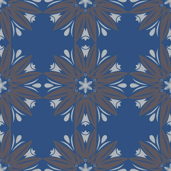 Fond Bleu Floral Sans Couture Motif Design Avec Des Éléments — Image vectorielle