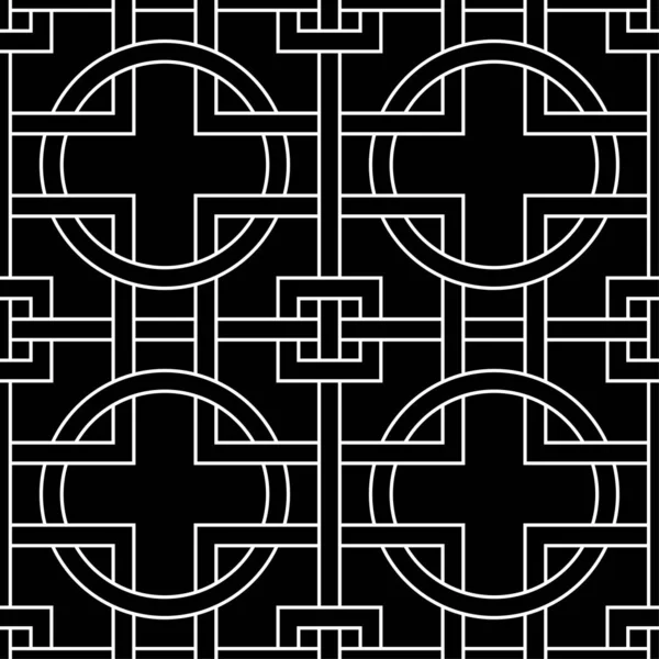 Fekete Fehér Geometriai Monokróm Dísz Varrat Nélküli Mintát Web Textil — Stock Vector
