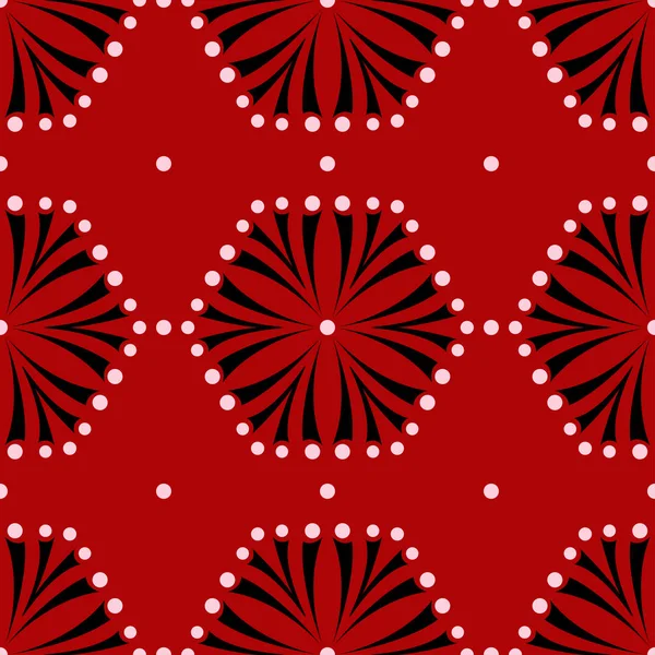 Sorunsuz kırmızı arka plan siyah ve beyaz tasarım öğeleri ile. Desen duvar kağıtları, Tekstil ve kumaş için
