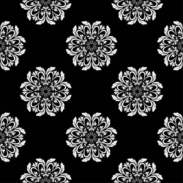 Ornamento Floral Preto Branco Padrão Sem Costura Para Têxteis Papéis — Vetor de Stock