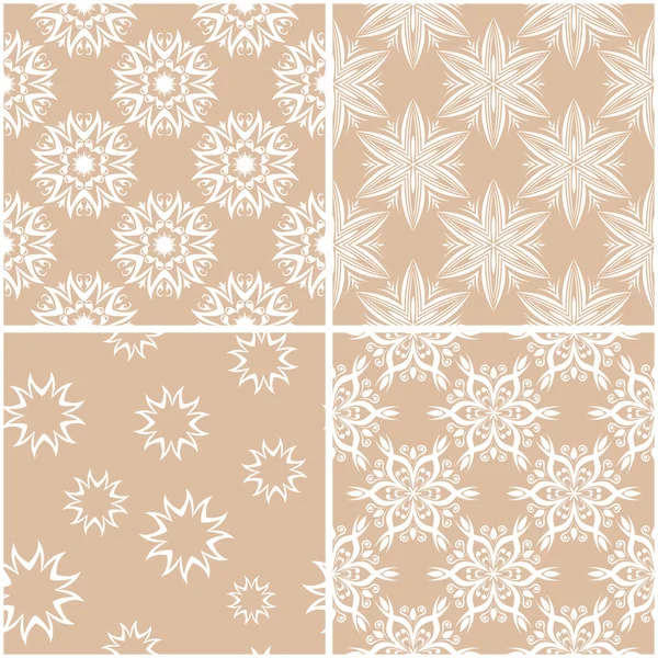 Çiçek desenleri. Sorunsuz arka plan bej ve beyaz dizi. Vektör çizim