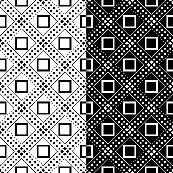 Estampados Geométricos Blanco Negro Conjunto Patrones Sin Costura Para Tela — Vector de stock