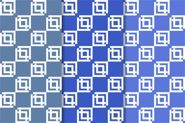 Ornements Géométriques Bleus Ensemble Motifs Verticaux Sans Couture Pour Toile — Image vectorielle