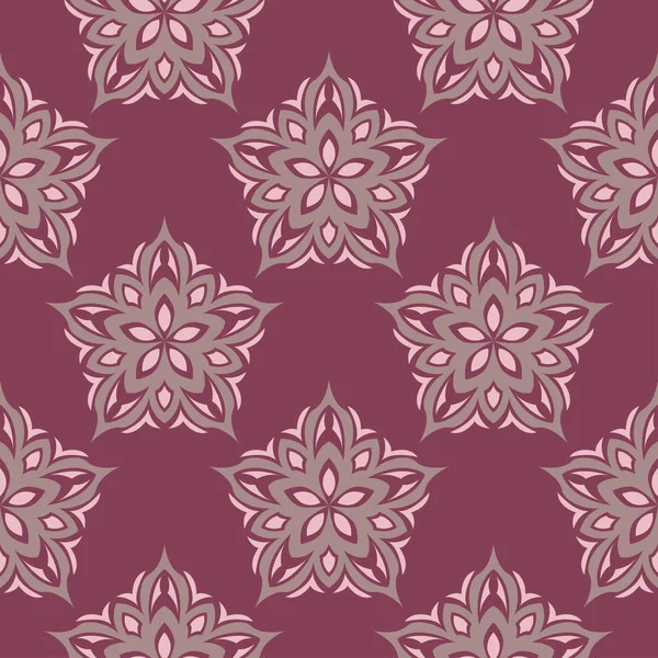 Motif Floral Sans Couture Fond Rouge Pourpre Avec Des Éléments — Image vectorielle