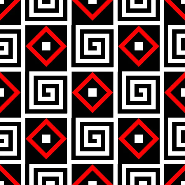 Patrón Geométrico Sin Costuras Fondo Negro Rojo Blanco Para Fondos — Archivo Imágenes Vectoriales