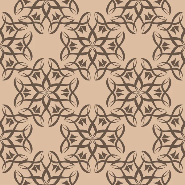 Brown Floral Ornament Beige Background Seamless Pattern Textile Wallpapers — Stock Vector