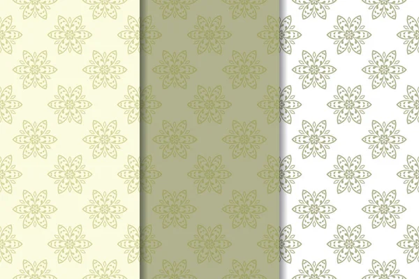 Zeytin Yeşili Beyaz Çiçek Arka Planlar Tekstil Duvar Kağıtları Için — Stok Vektör
