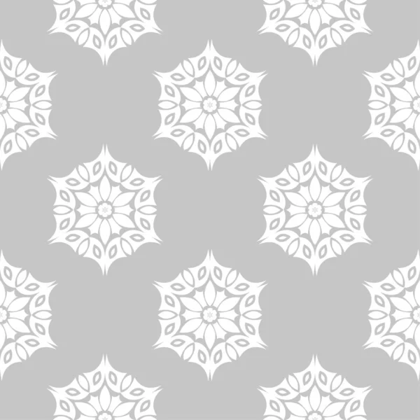 Grijze Witte Bloemen Sieraad Naadloze Patroon Voor Textiel Wallpapers — Stockvector