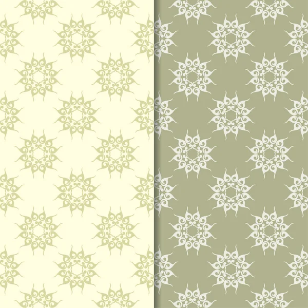 Zeytin yeşili çiçek arka planlar. Tekstil ve duvar kağıtları için dikişsiz desen seti