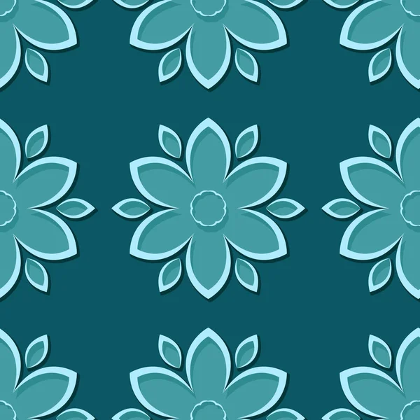 Nahtloser Blaugrüner Hintergrund Mit Floralen Elementen Vektorillustration — Stockvektor
