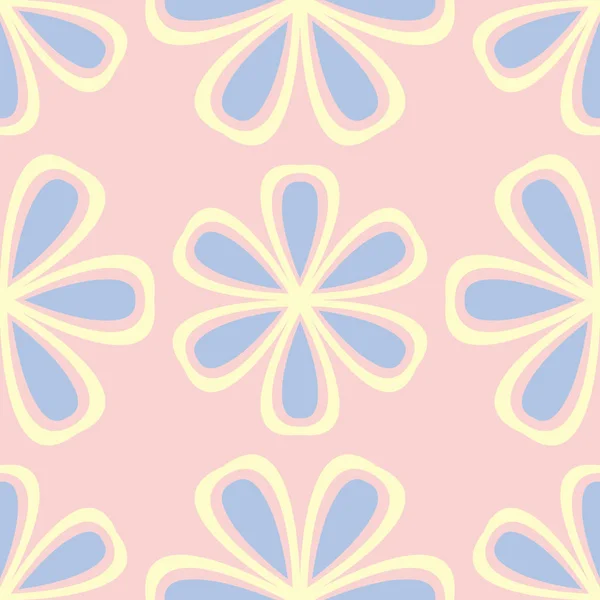淡いピンク シームレス花柄ブルーとベージュのデザイン テキスタイル ファブリックの背景 — ストックベクタ