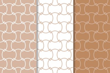 Kahverengi ve beyaz geometrik süsler. Web, Tekstil ve duvar kağıtları için dikişsiz desen seti