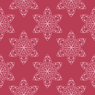 Çiçek tasarım kırmızı zemin üzerine. Tekstil ve duvar kağıtları için seamless modeli