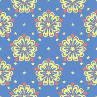 Çiçek mavi seamless modeli. Renkli çiçek arka plan duvar kağıtları, Tekstil ve kumaş için