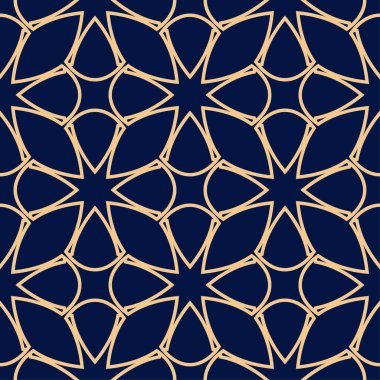 Altın mavi geometrik süsleme. Web, Tekstil ve duvar kağıtları için seamless modeli
