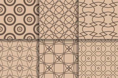 Kahverengi geometrik desenler. Kesintisiz dokular topluluğu