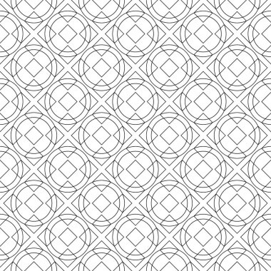 Beyaz arka planda siyah geometrik yazdır. Web, Tekstil ve duvar kağıtları için seamless modeli