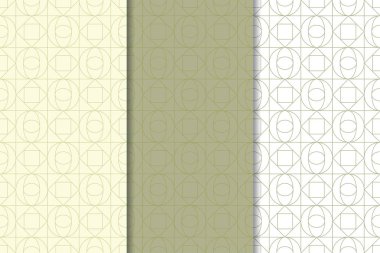 Zeytin yeşili ve web, Tekstil ve duvar kağıtları için geometrik Dikişsiz desen beyaz set