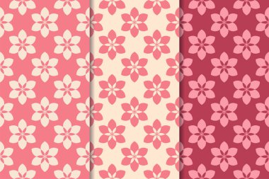 Kırmızı çiçekli süsler kümesi. Kiraz pembe dikey Dikişsiz desen. Duvar kağıdı arka plan