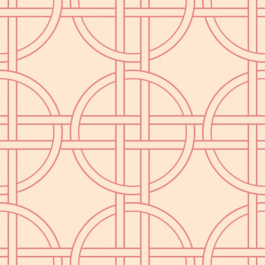 Kırmızı ve bej geometrik süsleme. Web, Tekstil ve duvar kağıtları için seamless modeli