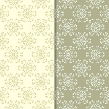 Zeytin yeşili çiçek arka planlar. Tekstil ve duvar kağıtları için dikişsiz desen seti