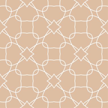 Bej ve beyaz geometrik süsleme. Web, Tekstil ve duvar kağıtları için seamless modeli