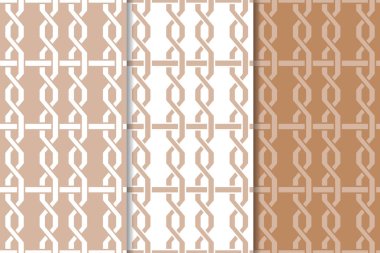 Web, Tekstil ve duvar kağıtları için dikişsiz desen kahverengi ve beyaz geometrik dizi
