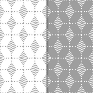 Gri ve beyaz geometrik süsler. Web, Tekstil ve duvar kağıtları için dikişsiz desen seti