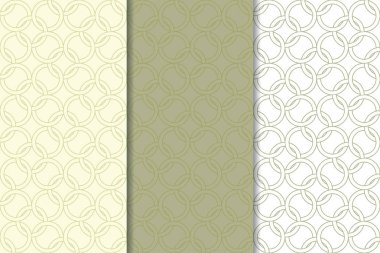 Zeytin yeşili ve beyaz geometrik süsler. Web, Tekstil ve duvar kağıtları için dikey Dikişsiz desen seti