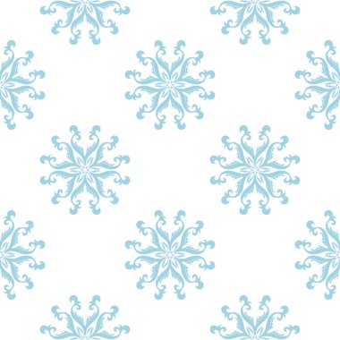 Beyaz zemin üzerine mavi çiçek seamless modeli. Tekstil ve duvar kağıtları için sorunsuz tasarım