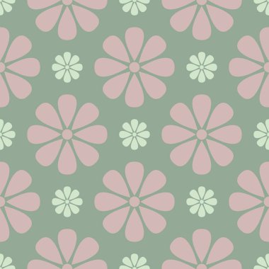 Zeytin yeşili çiçek Dikişsiz desen soluk pembe elemanları ile. Arka plan duvar kağıtları, Tekstil ve kumaş için çiçek tasarımları ile