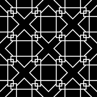 Siyah ve beyaz geometrik süsleme. Web, Tekstil ve duvar kağıtları için seamless modeli