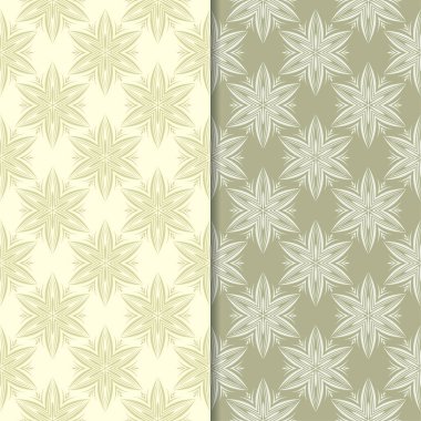 Zeytin yeşili çiçek desenleri. Tekstil ve duvar kağıtları için dikişsiz desen seti