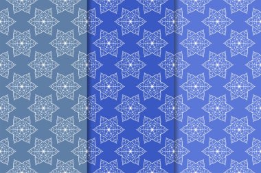 Mavi çiçekli süsler. Dikey Dikişsiz desen seti. Duvar kağıdı arka plan