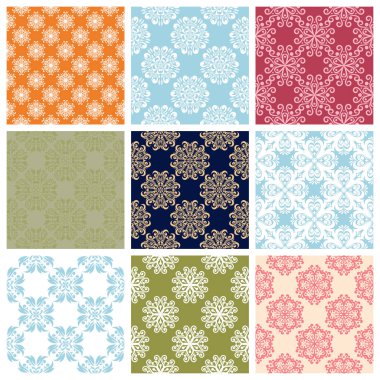 Renkli çiçek öğeleri kümesiyle. Çiçek seamless modeli. 