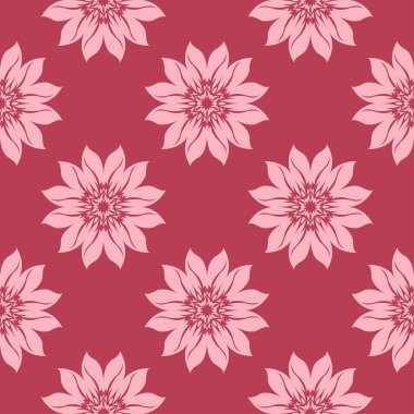 Kırmızı zemin üzerine çiçek süsleme. Tekstil ve duvar kağıtları için seamless modeli