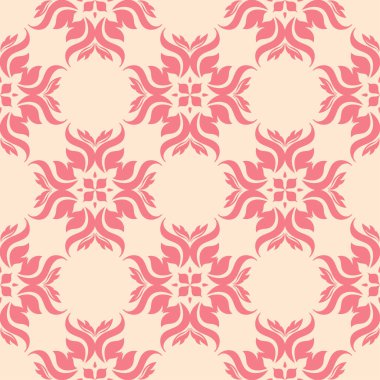 Bej renkli arka plan üzerinde kırmızı çiçekli süs. Tekstil ve duvar kağıtları için seamless modeli