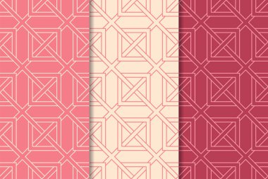 Web, Tekstil ve duvar kağıtları için dikey Dikişsiz desen kiraz kırmızı geometrik dizi