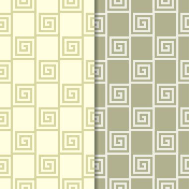 Zeytin yeşili geometrik süsler. Web, Tekstil ve duvar kağıtları için dikişsiz desen seti