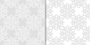 Işık gri çiçek arka planlar. Tekstil ve duvar kağıtları için dikişsiz desen seti