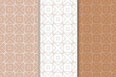 Web, Tekstil ve duvar kağıtları için dikişsiz desen kahverengi ve beyaz geometrik dizi