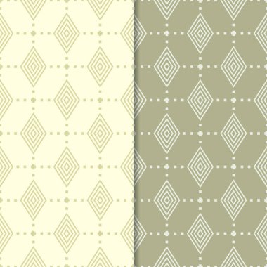 Zeytin yeşili geometrik süsler. Web, Tekstil ve duvar kağıtları için dikişsiz desen seti