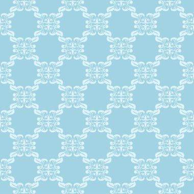 Mavi zemin üzerine beyaz çiçek desenli. Tekstil ve duvar kağıtları için sorunsuz süsleme