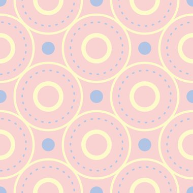 Geometrik seamless modeli. Soluk pembe arka plan duvar kağıtları, Tekstil ve kumaş için mavi ve bej elemanları ile