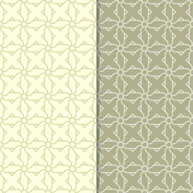 Zeytin yeşili geometrik süsler. Web, Tekstil ve duvar kağıtları için dikişsiz desen seti