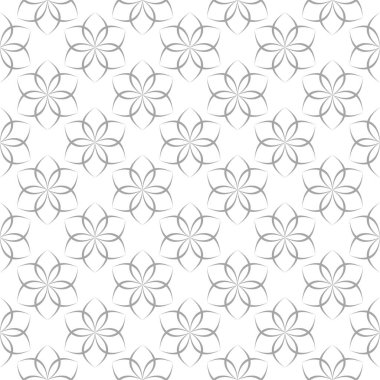 Işık gri çiçek sorunsuz süsleme beyaz arka plan üzerinde. Tekstil ve duvar kağıtları için seamless modeli