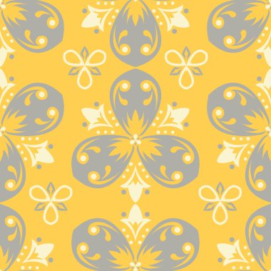 Sorunsuz çiçek desenli. Parlak sarı arka plan duvar kağıtları, Tekstil ve kumaş için çiçek tasarımları ile